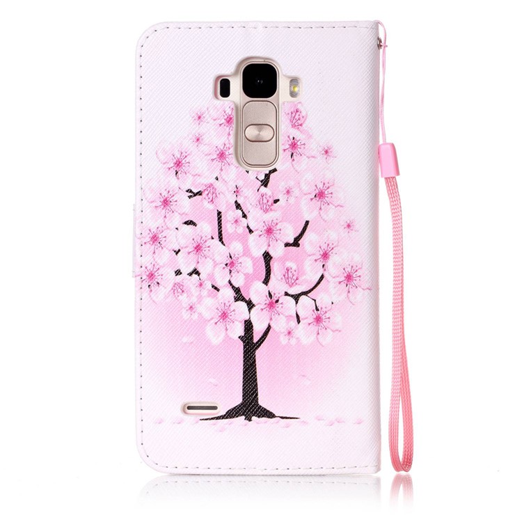 Patterned Leather Wallet Case with Strap for LG G Stylo LS770 - Pretty Plum Flower-2