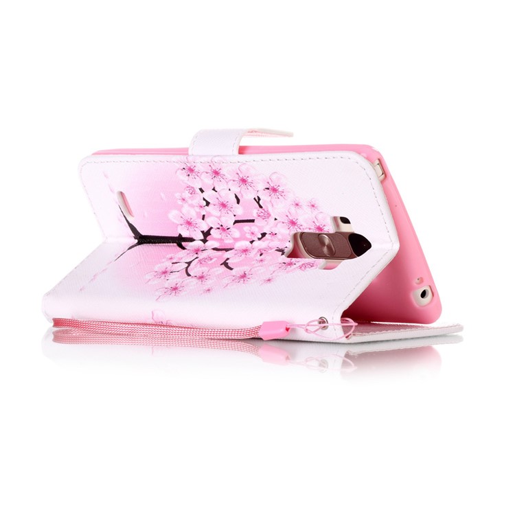Patterned Leather Wallet Case with Strap for LG G Stylo LS770 - Pretty Plum Flower-4