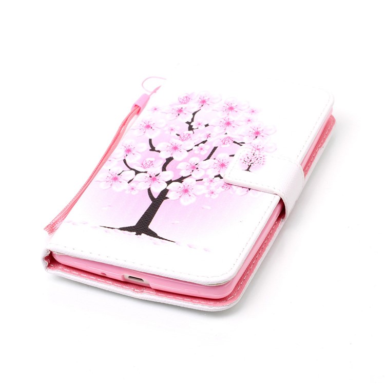 Patterned Leather Wallet Case with Strap for LG G Stylo LS770 - Pretty Plum Flower-5