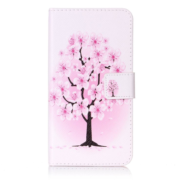 Patterned Leather Wallet Case with Strap for LG Stylus 2/G Stylo 2 LS775 - Pretty Plum Flower-1