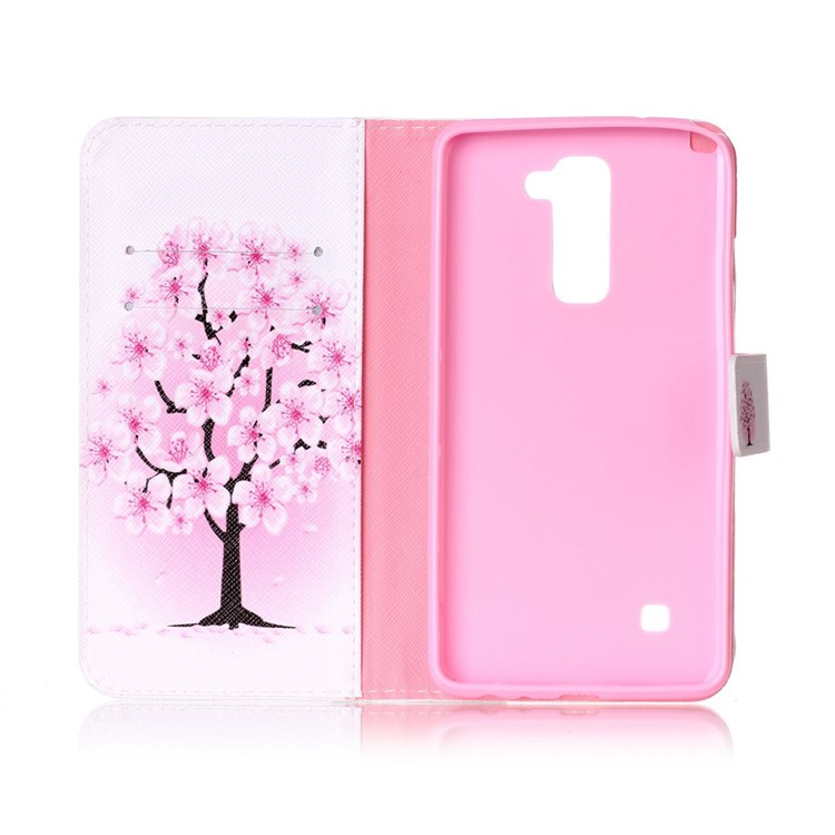 Patterned Leather Wallet Case with Strap for LG Stylus 2/G Stylo 2 LS775 - Pretty Plum Flower-3