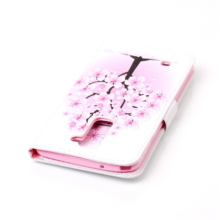 Patterned Leather Wallet Case with Strap for LG Stylus 2/G Stylo 2 LS775 - Pretty Plum Flower-6