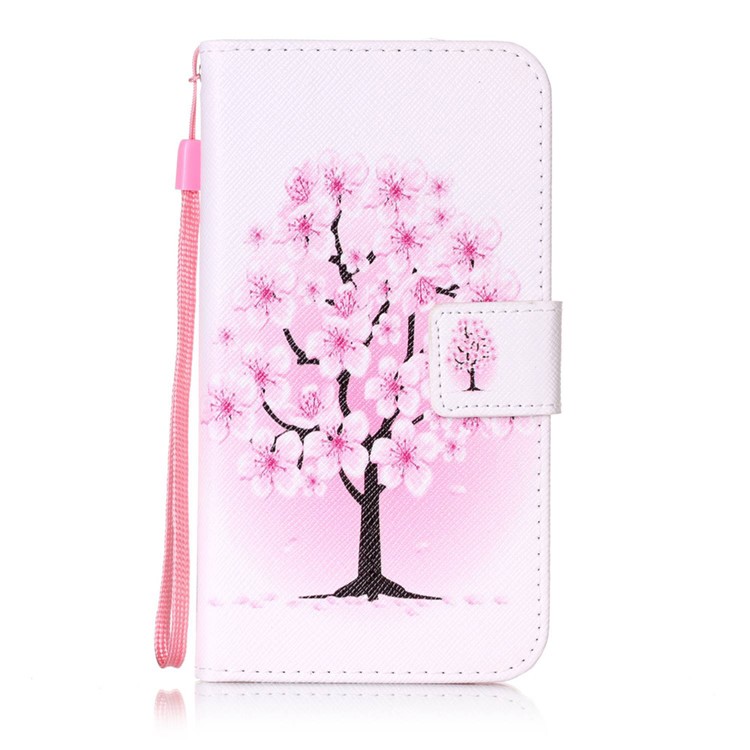 Pattern Printing Wallet Leather Cover with Lanyard for LG K10 - Plum Blossom-1