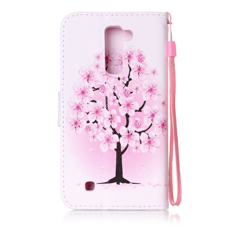 Pattern Printing Wallet Leather Cover with Lanyard for LG K10 - Plum Blossom-2