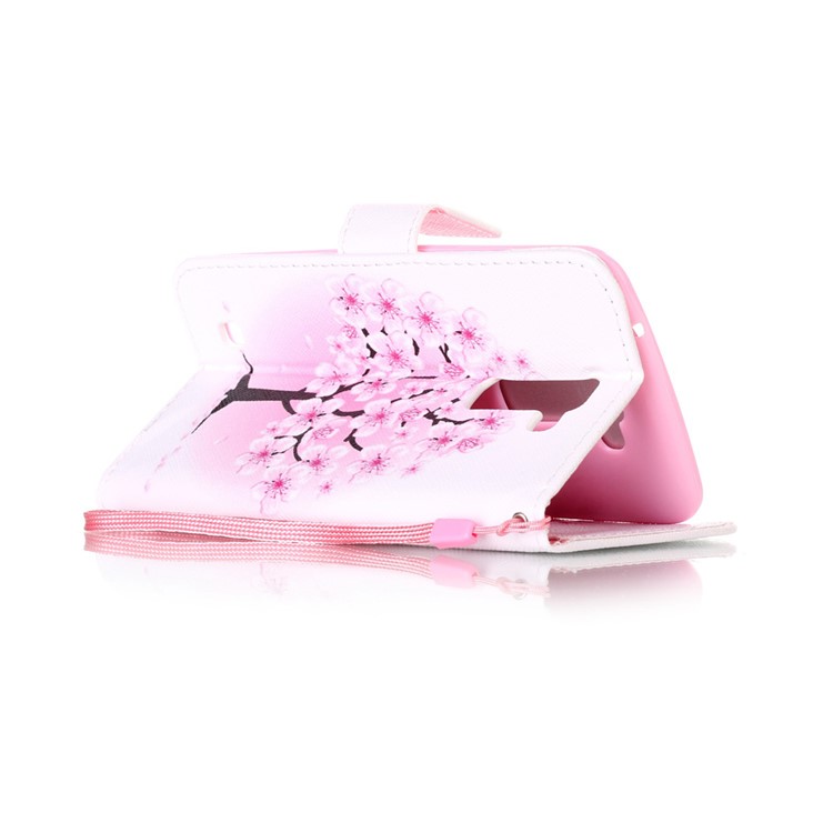 Pattern Printing Wallet Leather Cover with Lanyard for LG K10 - Plum Blossom-4