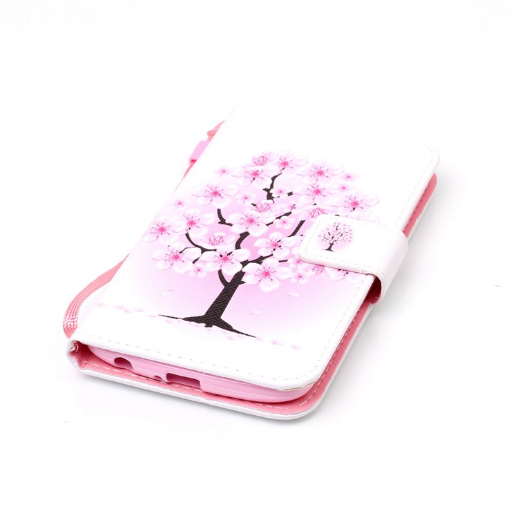 Pattern Printing Wallet Leather Cover with Lanyard for LG K10 - Plum Blossom-5