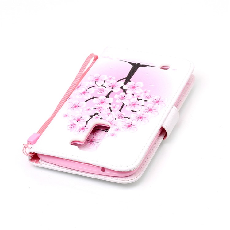 Pattern Printing Wallet Leather Cover with Lanyard for LG K10 - Plum Blossom-6