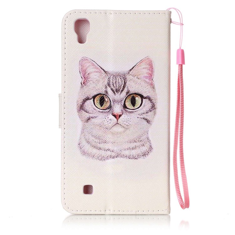 Pattern Printing Wallet Leather Case with Lanyard for LG X Power K220 K220DS - Lovely Cat-2