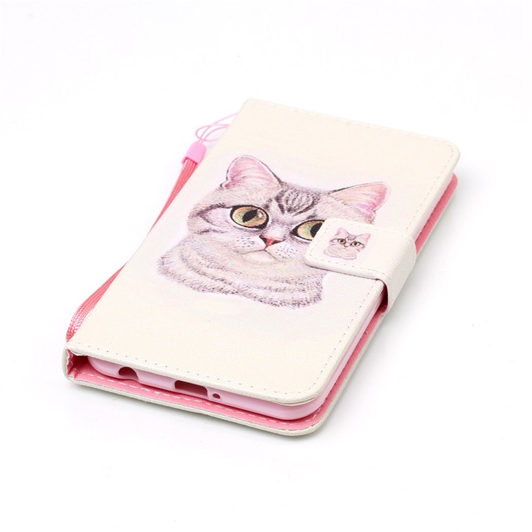 Pattern Printing Wallet Leather Case with Lanyard for LG X Power K220 K220DS - Lovely Cat-5