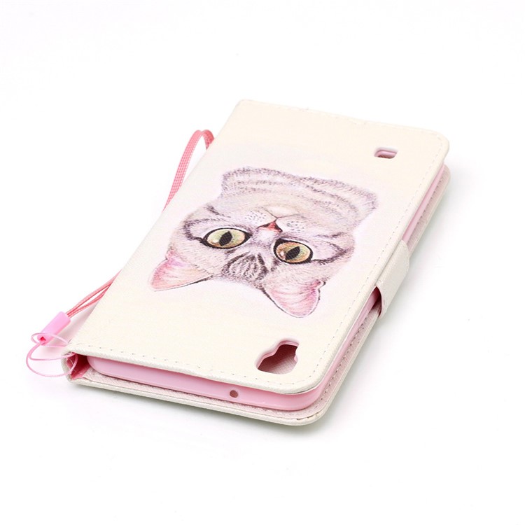 Pattern Printing Wallet Leather Case with Lanyard for LG X Power K220 K220DS - Lovely Cat-6