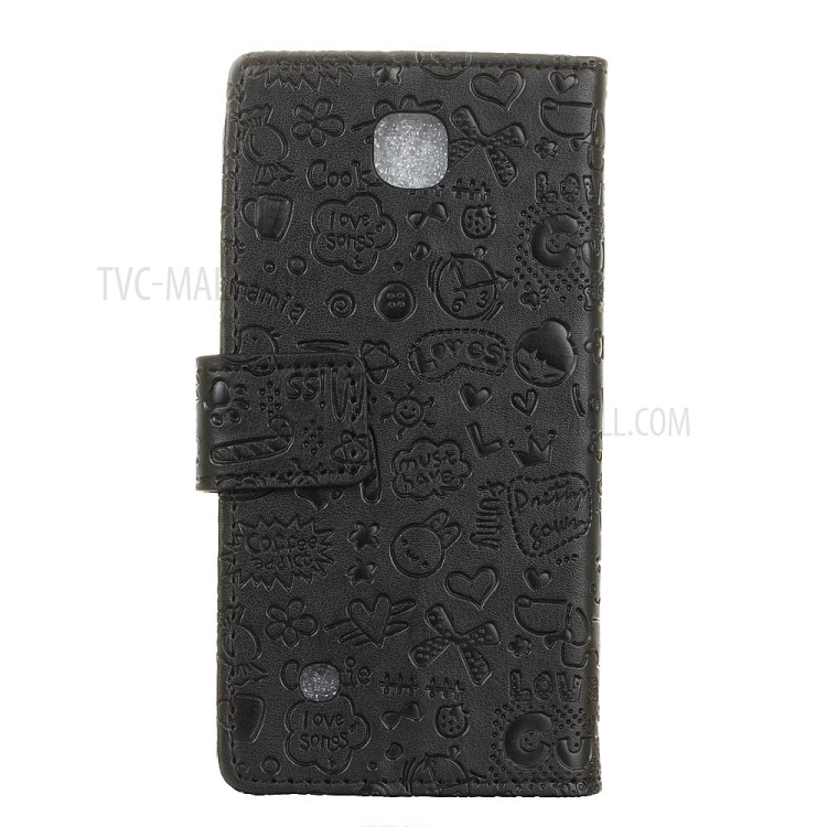 Cartoon Graffiti Wallet Leather Phone Stand Cover for LG K3 (4G Version) - Black-2