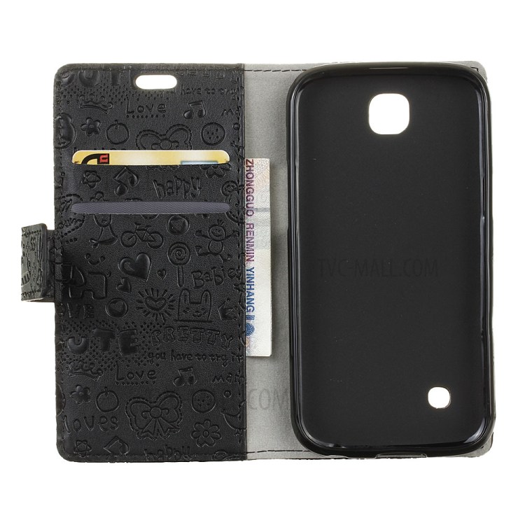 Cartoon Graffiti Wallet Leather Phone Stand Cover for LG K3 (4G Version) - Black-3