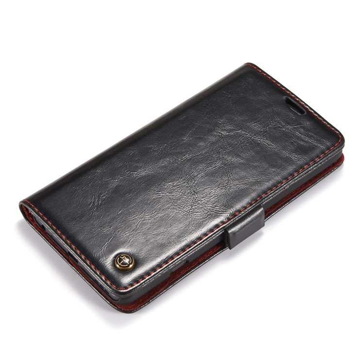 CASEME Oil Wax Leather Wallet Flip Phone Case for LG V20 - Black-12