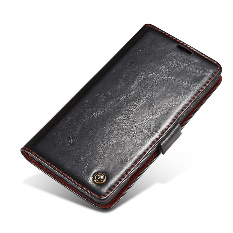 CASEME Oil Wax Leather Wallet Flip Phone Case for LG V20 - Black-13