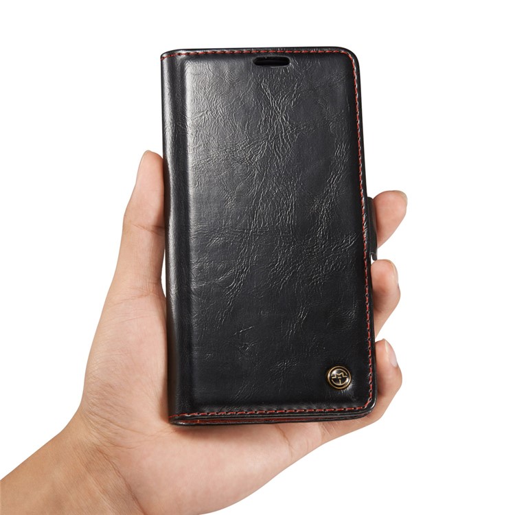 CASEME Oil Wax Leather Wallet Flip Phone Case for LG V20 - Black-15