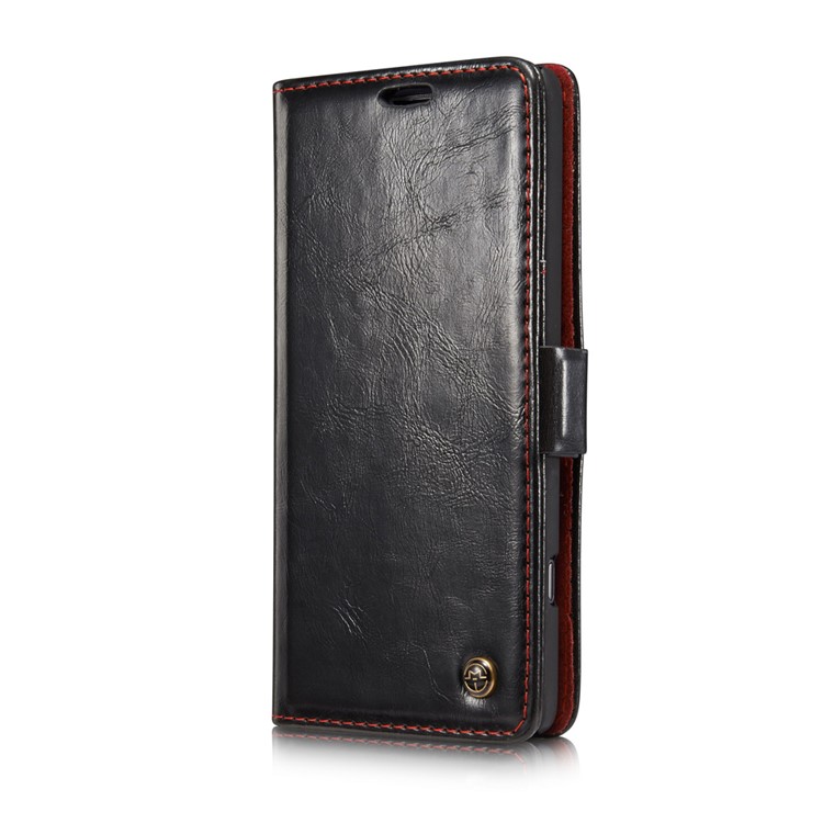 CASEME Oil Wax Leather Wallet Flip Phone Case for LG V20 - Black-4