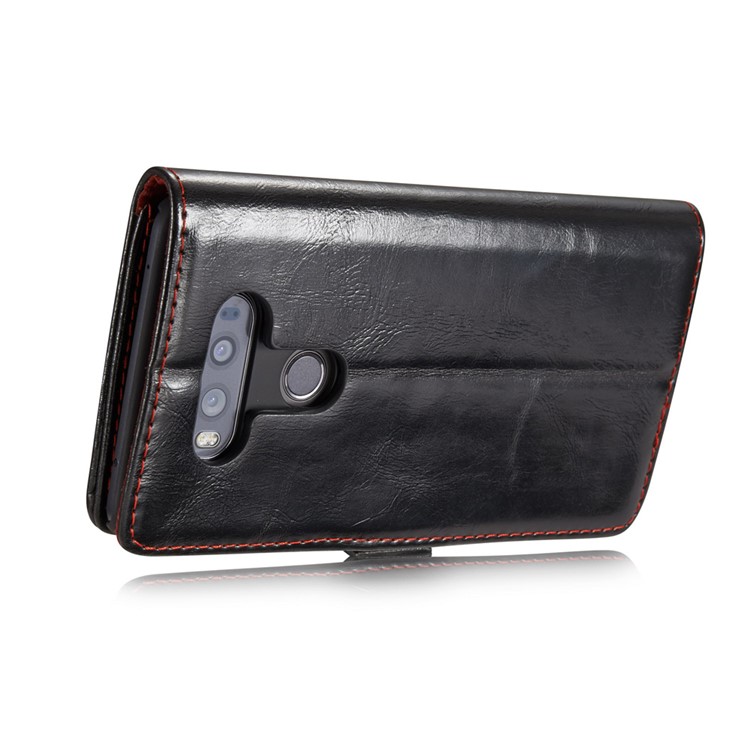 CASEME Oil Wax Leather Wallet Flip Phone Case for LG V20 - Black-7