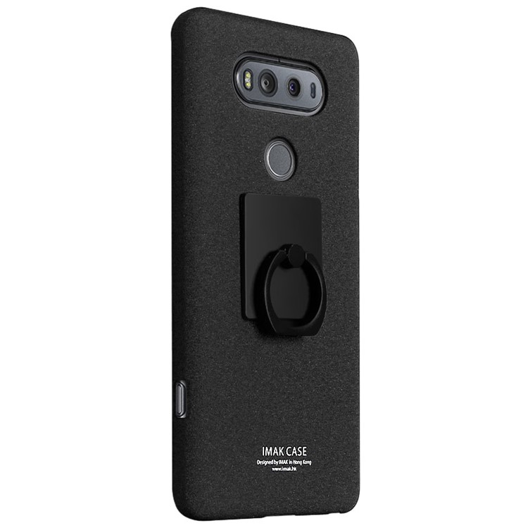 IMAK Ring Holder Kickstand Matte PC Phone Case for LG V20 - Black-2