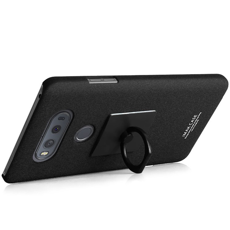 IMAK Ring Holder Kickstand Matte PC Phone Case for LG V20 - Black-4