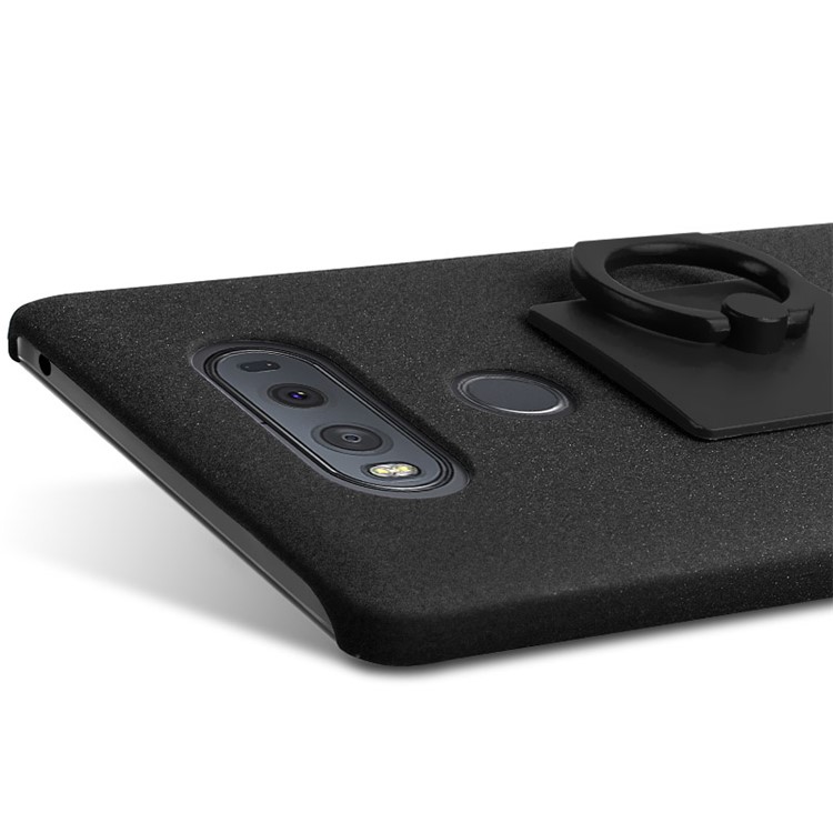 IMAK Ring Holder Kickstand Matte PC Phone Case for LG V20 - Black-7