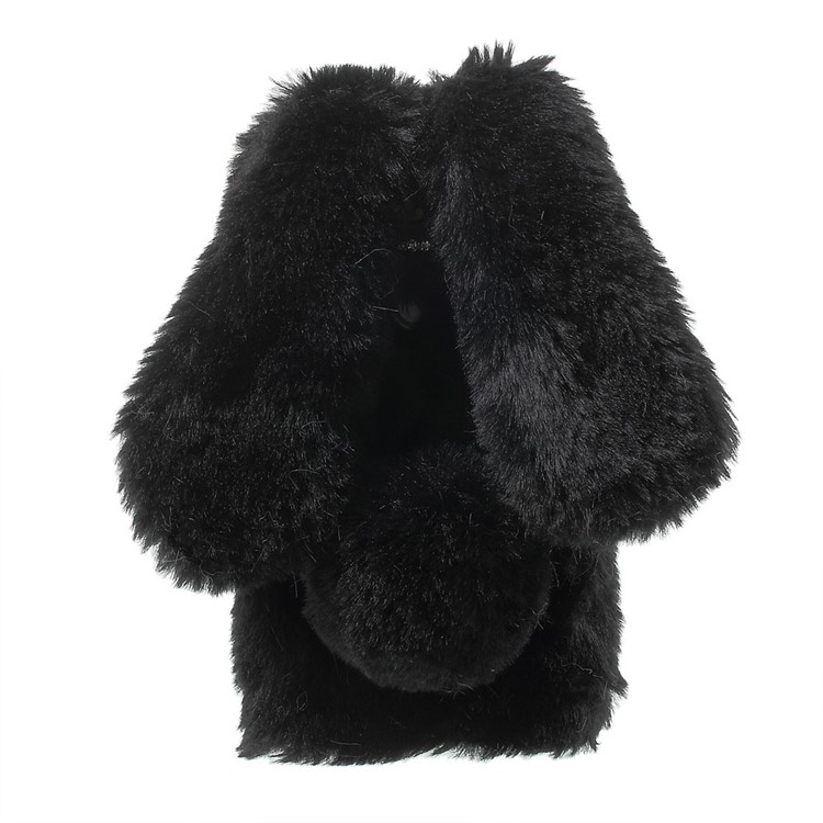 Rabbit Shape Fluffy Warm Fur TPU Kickstand Case for LG G5 / G5 SE - Black-1