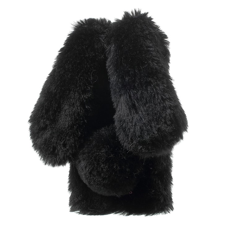 Rabbit Shape Fluffy Warm Fur TPU Kickstand Case for LG G5 / G5 SE - Black-3