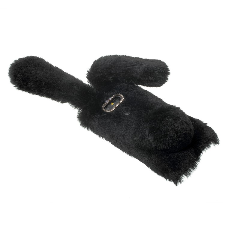 Rabbit Shape Fluffy Warm Fur TPU Kickstand Case for LG G5 / G5 SE - Black-4