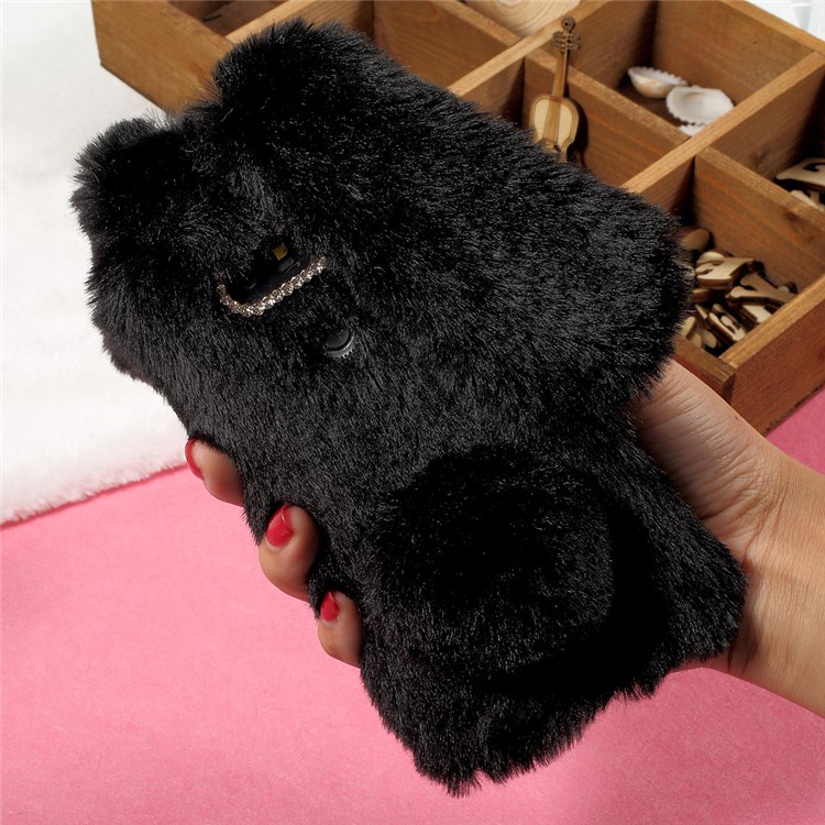 Rabbit Shape Fluffy Warm Fur TPU Kickstand Case for LG G5 / G5 SE - Black-5