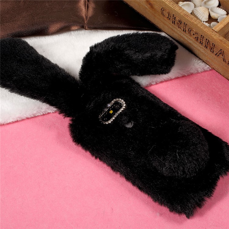 Rabbit Shape Fluffy Warm Fur TPU Kickstand Case for LG G5 / G5 SE - Black-6