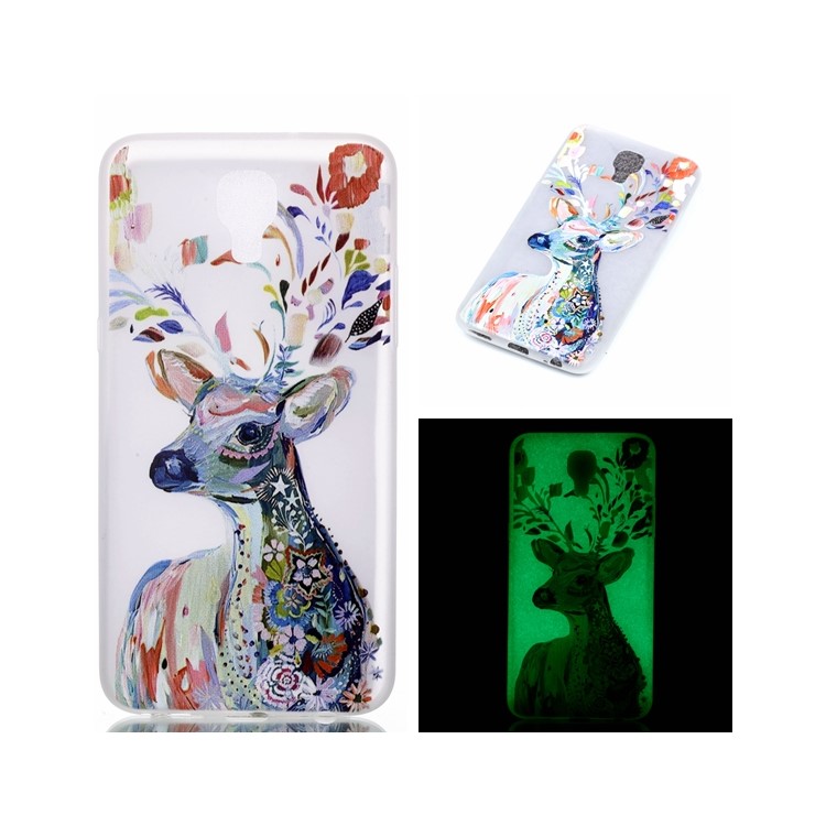 Noctilucent Patterned Phone Case TPU Cover for LG X Screen - Floral Deer Painting-1