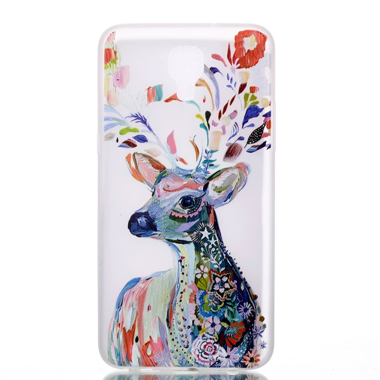Noctilucent Patterned Phone Case TPU Cover for LG X Screen - Floral Deer Painting-2