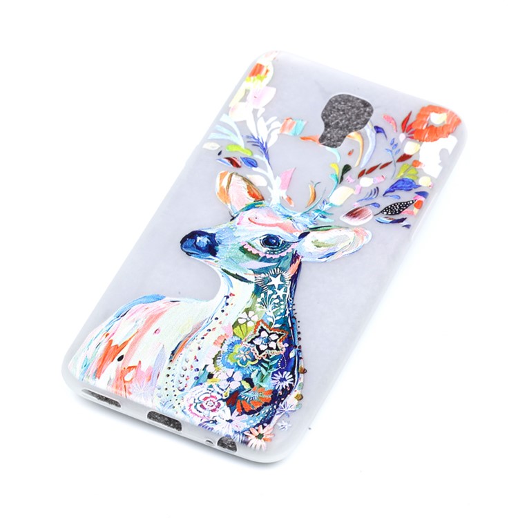 Noctilucent Patterned Phone Case TPU Cover for LG X Screen - Floral Deer Painting-4