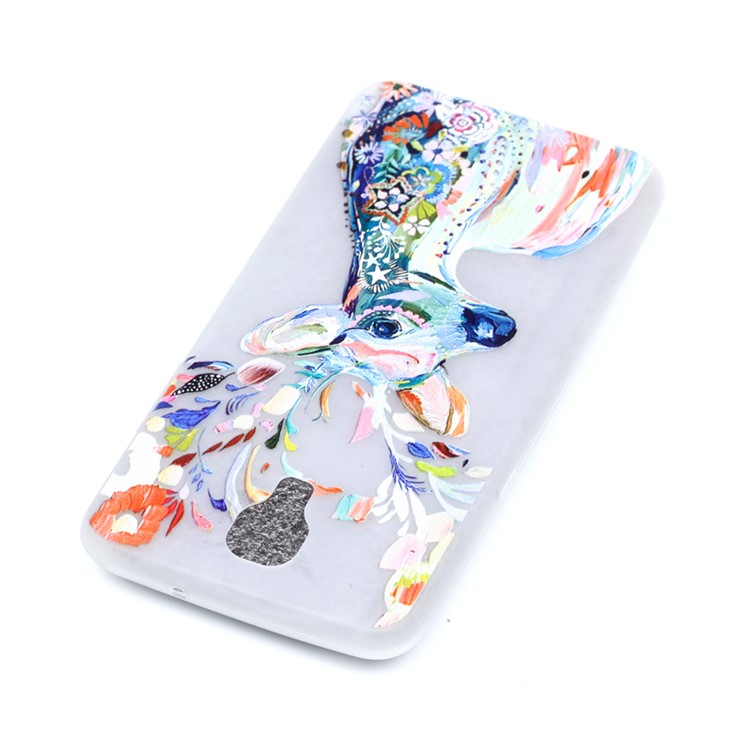 Noctilucent Patterned Phone Case TPU Cover for LG X Screen - Floral Deer Painting-5