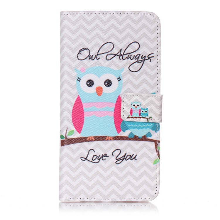 Patterned Leather Wallet Stand Mobile Case for LG X Power K220 K220DS - Owls on Branch-1