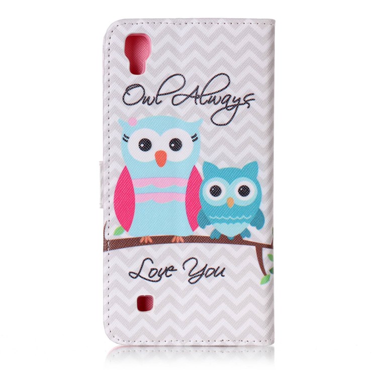 Patterned Leather Wallet Stand Mobile Case for LG X Power K220 K220DS - Owls on Branch-2