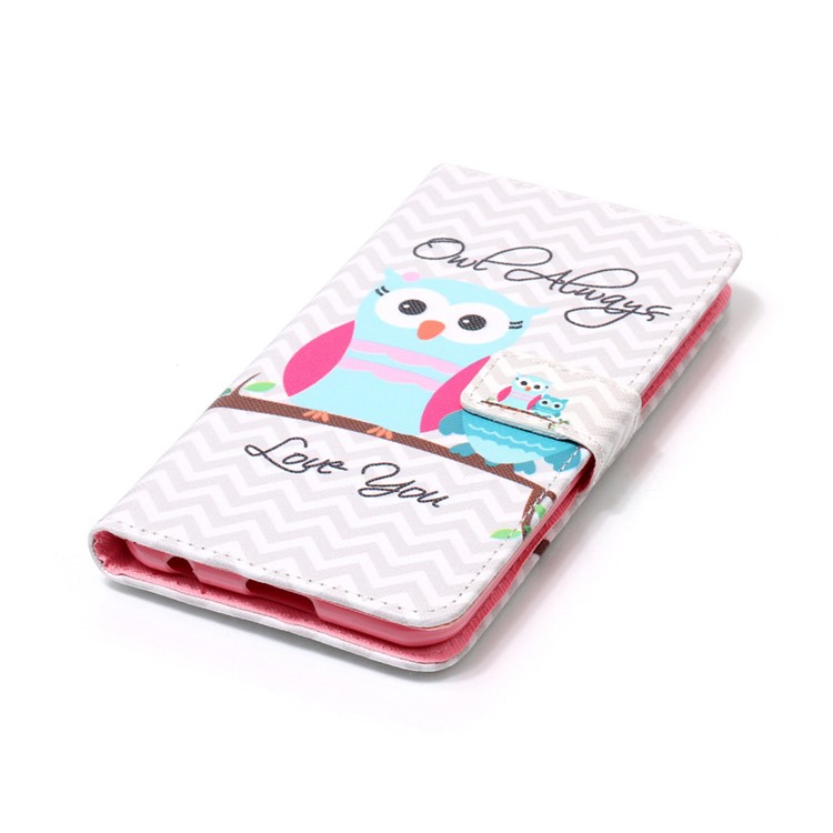 Patterned Leather Wallet Stand Mobile Case for LG X Power K220 K220DS - Owls on Branch-3