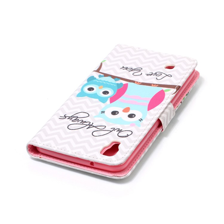 Patterned Leather Wallet Stand Mobile Case for LG X Power K220 K220DS - Owls on Branch-4