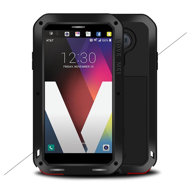 LOVE MEI Powerful Case for LG V20 Drop-proof Shockproof Dust-proof (Metal + Silicone + Tempered Glass) - Black-1