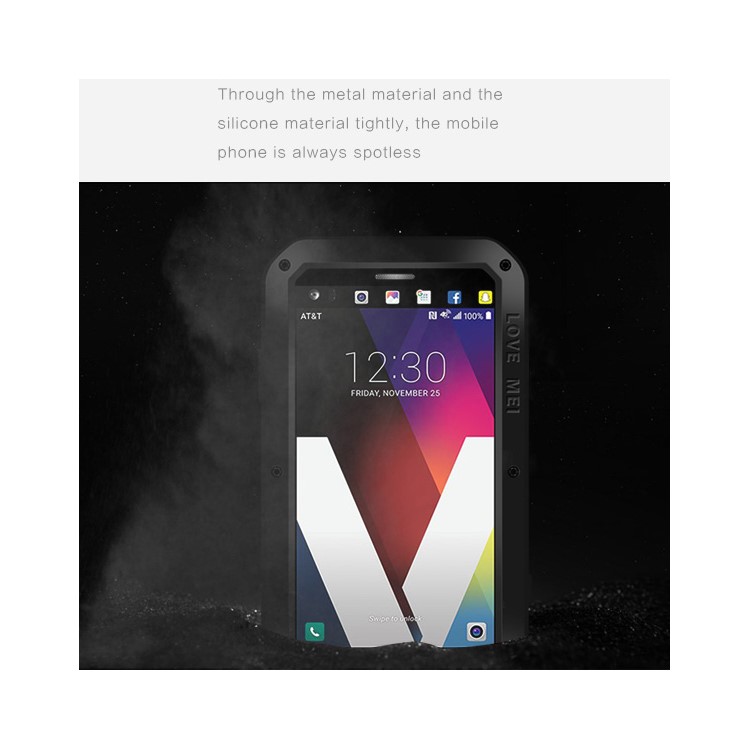 LOVE MEI Powerful Case for LG V20 Drop-proof Shockproof Dust-proof (Metal + Silicone + Tempered Glass) - Black-2