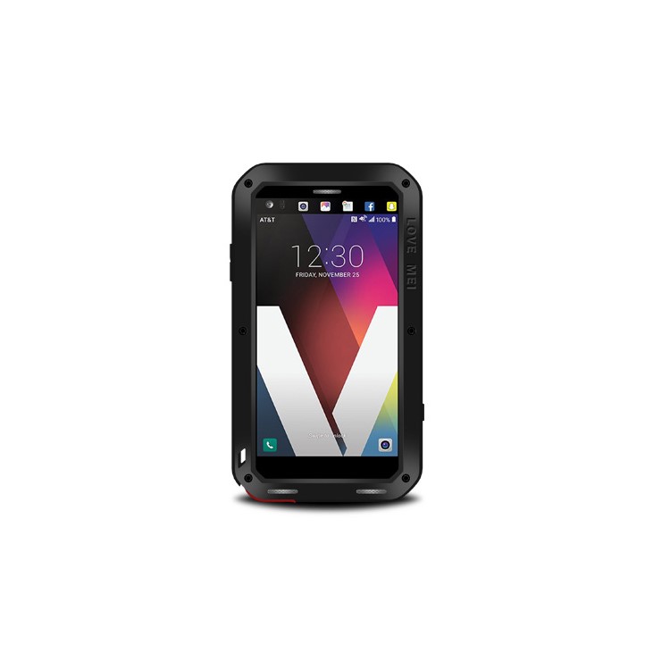 LOVE MEI Powerful Case for LG V20 Drop-proof Shockproof Dust-proof (Metal + Silicone + Tempered Glass) - Black-5