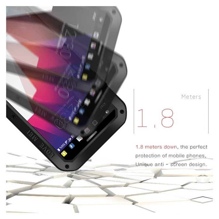 LOVE MEI Powerful Case for LG V20 Drop-proof Shockproof Dust-proof (Metal + Silicone + Tempered Glass) - Black-8