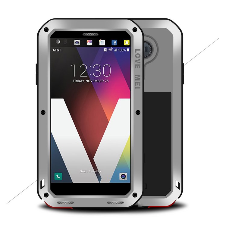 LOVE MEI for LG V20 Powerful Mobile Cover Shockproof Drop-proof Dust-proof (Metal + Silicone + Tempered Glass) - Silver-1