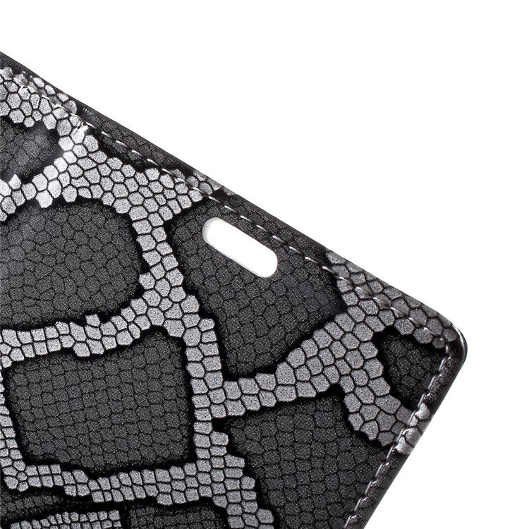 Snake Skin Leather Wallet Phone Case with Stand for LG Stylus 3 - Grey-8