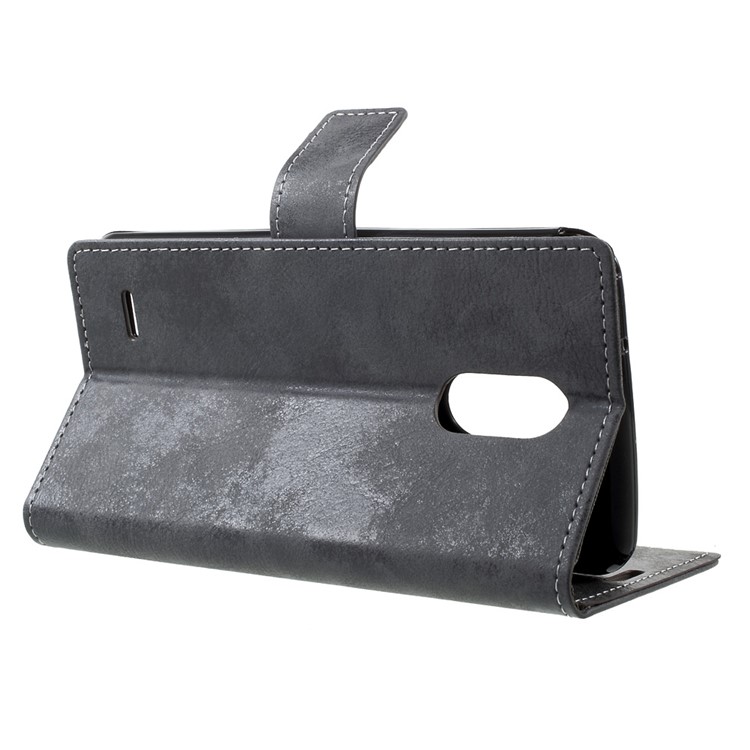 For LG Stylus 3 Vintage Wallet Leather Cell Phone Case - Grey-4