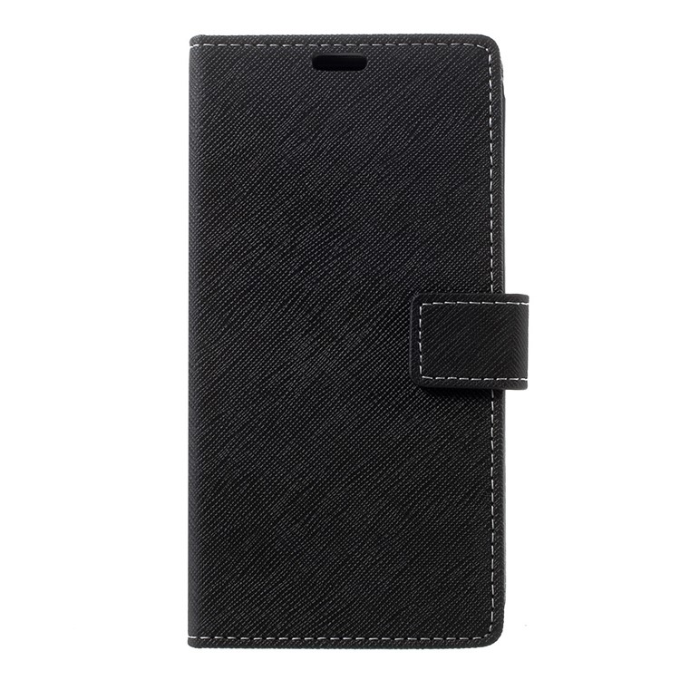 Cross Pattern Leather Wallet Flip Stand Case for LG Stylus 3 - Black-2