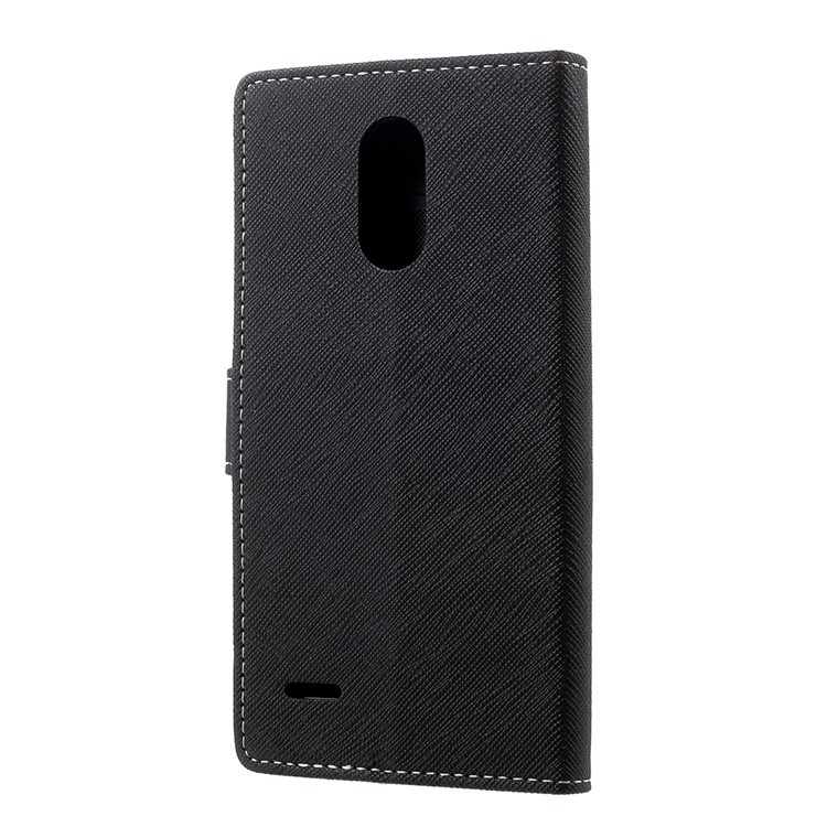 Cross Pattern Leather Wallet Flip Stand Case for LG Stylus 3 - Black-3