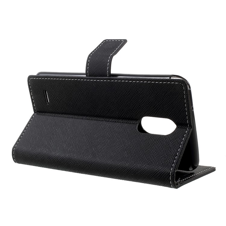 Cross Pattern Leather Wallet Flip Stand Case for LG Stylus 3 - Black-4