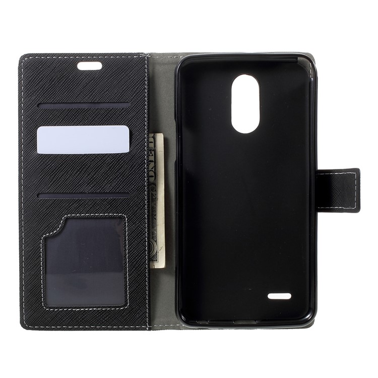 Cross Pattern Leather Wallet Flip Stand Case for LG Stylus 3 - Black-5
