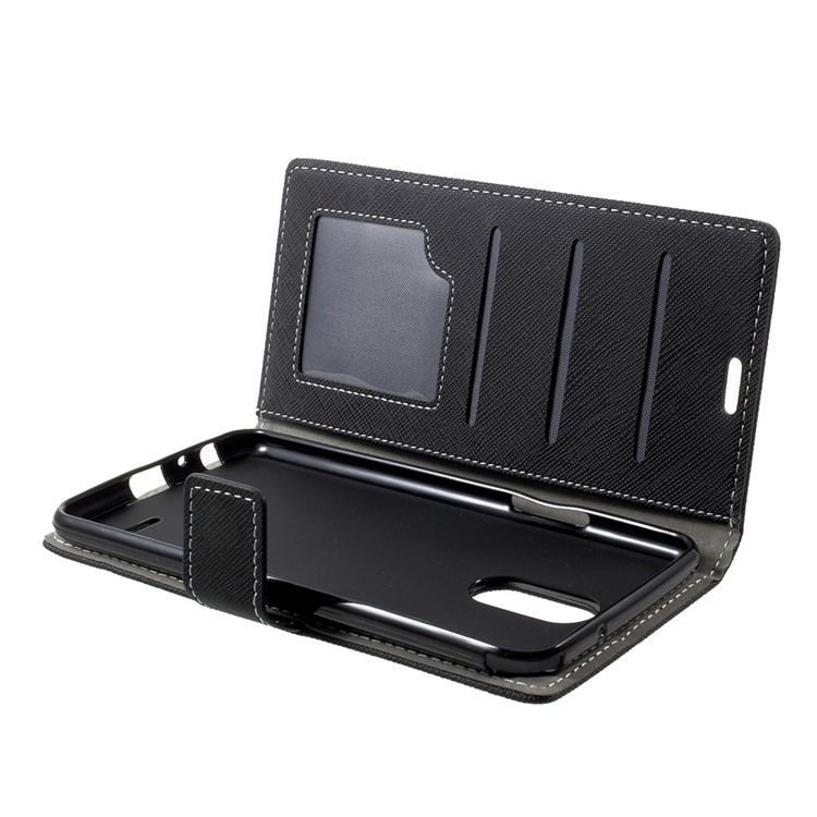 Cross Pattern Leather Wallet Flip Stand Case for LG Stylus 3 - Black-6