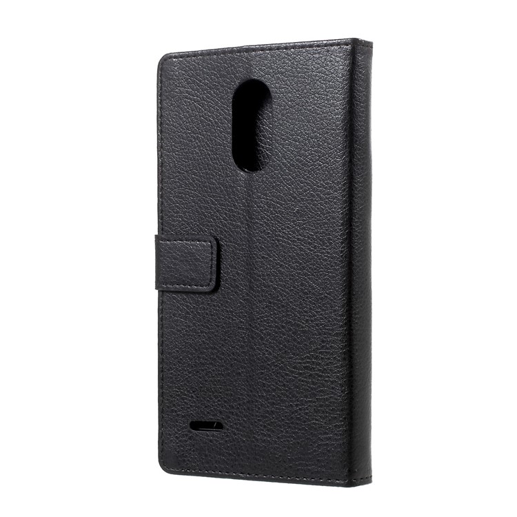 Litchi Grain Flip Phone Case Leather Stand Wallet for LG Stylus 3 - Black-3